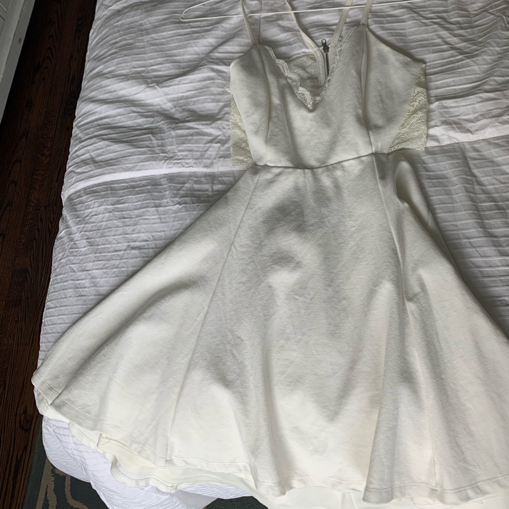 white flowy dress with lace back